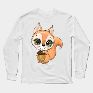 Cute Cartoon Squirrel Long Sleeve T-Shirt